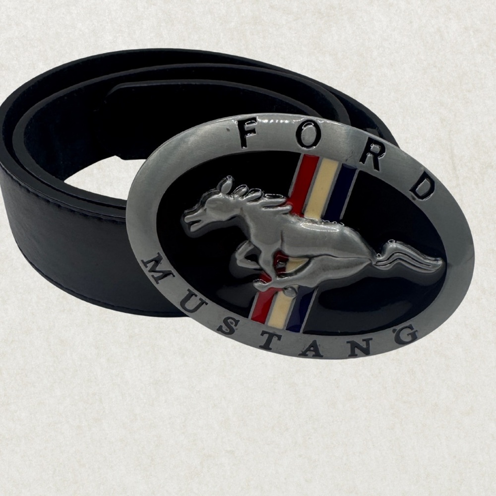 Vintage Ford Mustang Logo Leather Belt – 37”